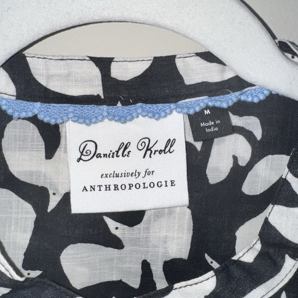 Anthropologie Danielle Kroll Womens Whismy Bird Button Up Blouse Top Size Medium - Picture 8 of 16